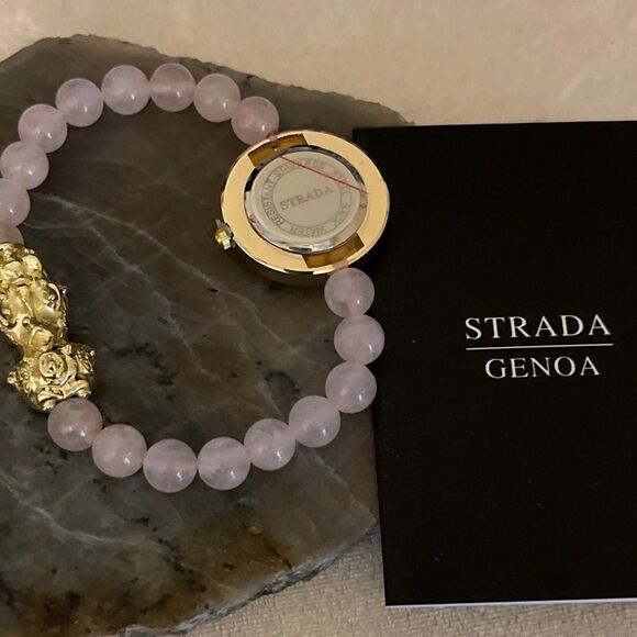 Luxury Galilea Rose Quartz Crystal Wristwatch Bracelet - Picture 7 of 13